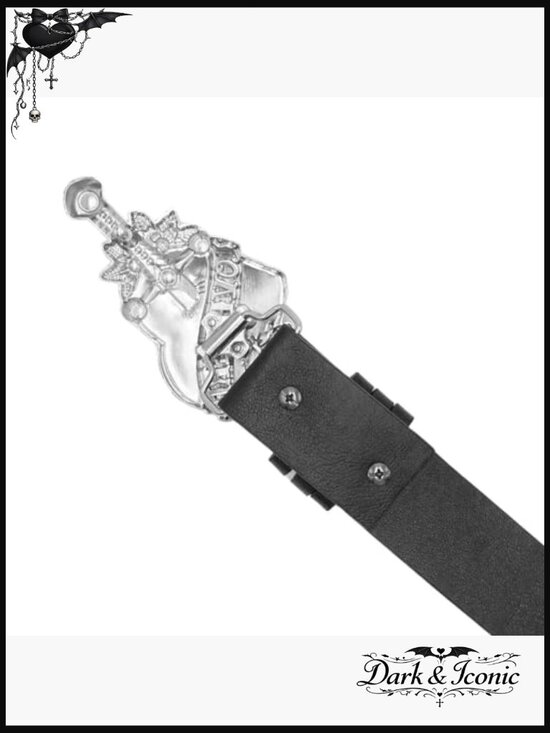 Gothic Punk Belt with Studded Rivets and Heart Buckle for Women main image 6